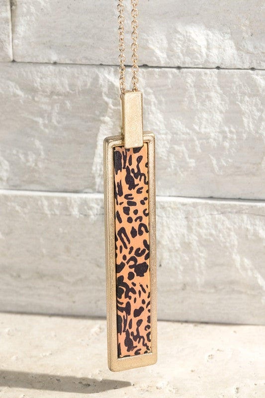 Animal Print Bar Pendant Necklace With Color Choices