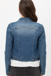 Lexi Stretchy Cotton Denim Jacket in Dark Blue