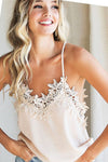 Teresa Cami With Lace Trim in Taupe