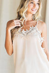 Teresa Cami With Lace Trim in Taupe