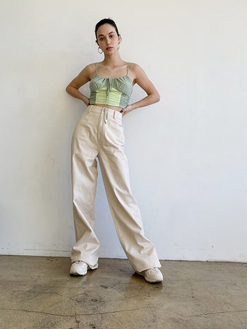Paula Soft Washed Wide Leg Pant in Olive Sizes Small-2X