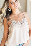 Teresa Cami With Lace Trim in Vintage Latte