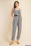 Jane Knit Animal Print Jumpsuit in Black and White