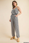 Jane Knit Animal Print Jumpsuit in Black and White
