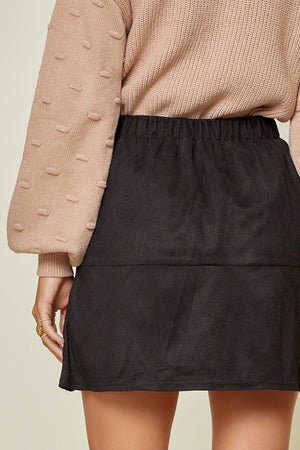 Embroidered Suede Skirt