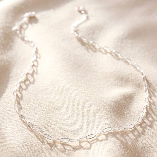 Silver Rectangle Chain Necklace