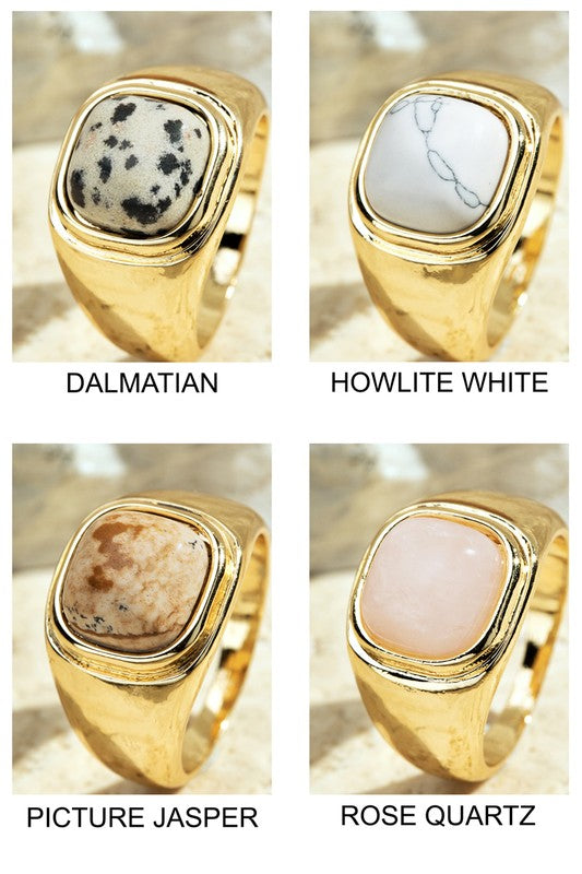 Natural Stone Rounded Ring in 4 Choices