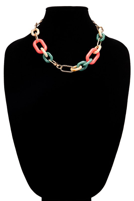 Tessy Acrylic Chain Statement Necklaces in Various Color Options