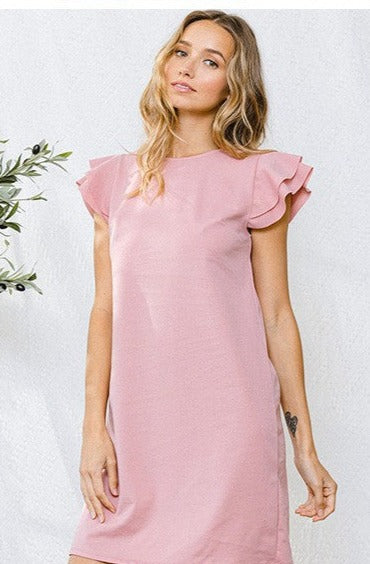 Rosalie Solid Knit Shift Dress in Dusty Pink