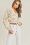 Jaclyn Button Down Cardigan in Multi-Color Taupe by Lush