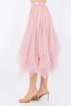 Taba Gypsy Tulle Midi Skirt in Pink