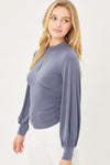Harper Fitted Keyhole Top in French Navy