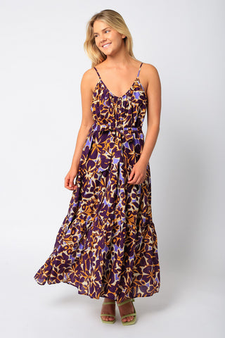 Emma Abstract Print Tassel Tie Dress