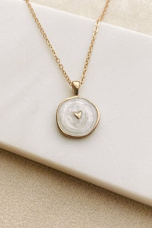 White Heart Charm on 18k Gold Plated Chain