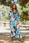 Cathleen Dusty Blue Floral Dress by Panache Apparel