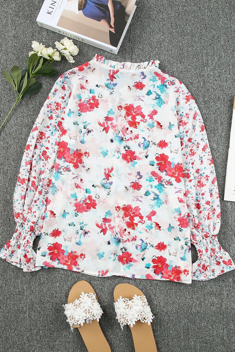 Olivia Ruffle Neck Floral Blouse