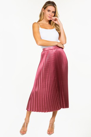 Taba Satin Maroon Pleated Skirt