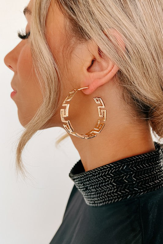 Rectangle Design Hoops in Gold