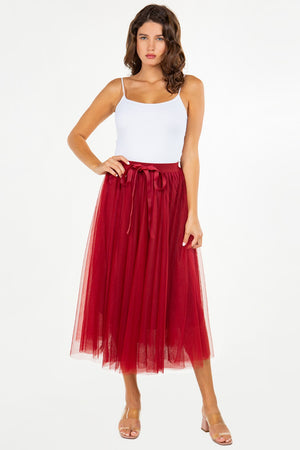 Taba Scarlet Red Midi Skirt