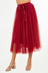 Taba Scarlet Red Midi Skirt