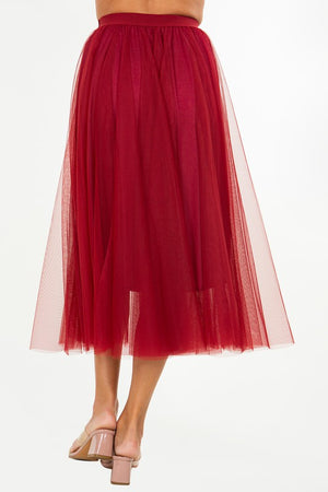 Taba Scarlet Red Midi Skirt