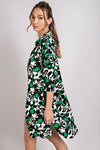 Astrid Button Down Mini Dress in Green Floral