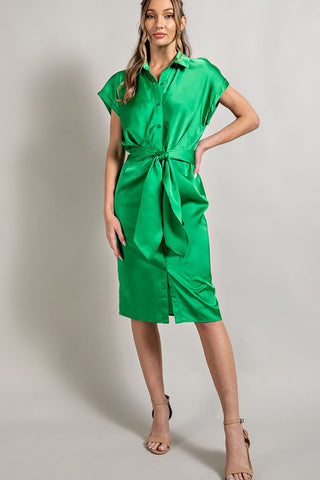 Kris V Neck Midi Dress in Green