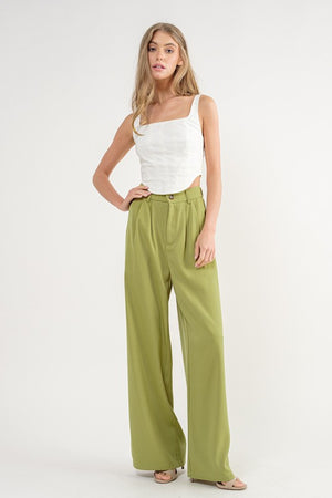 Dani High Waist Wide Leg Dress Pant in Kiwi