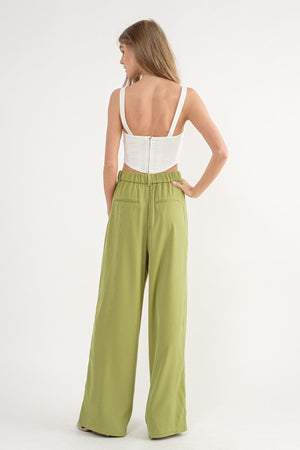 Dani High Waist Wide Leg Dress Pant in Kiwi