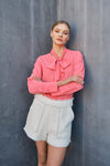 Siobhan Bow Tie Blouse in Hot Pink by Aaron & Amber