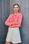 Siobhan Bow Tie Blouse in Hot Pink by Aaron & Amber