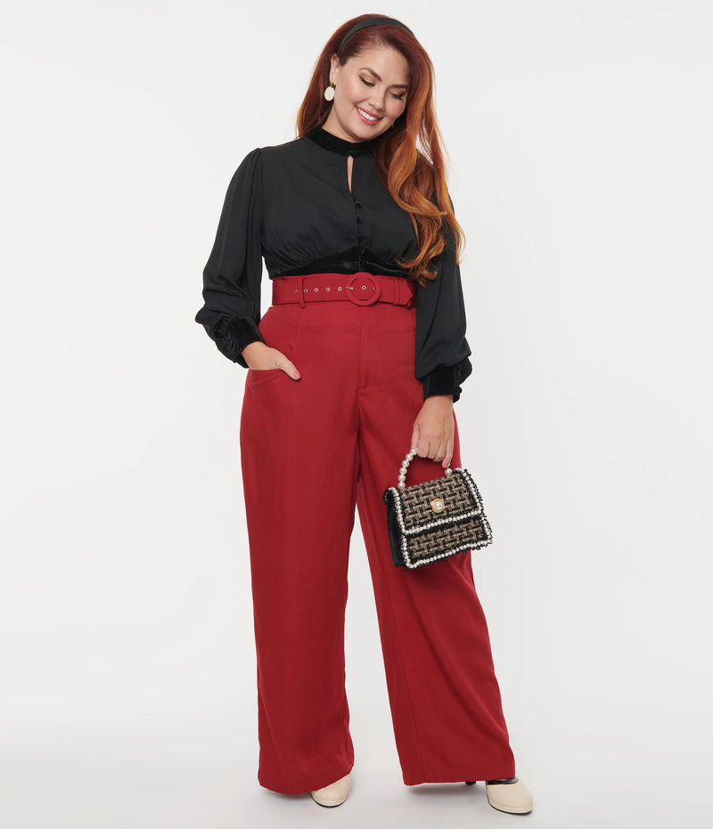 Burgundy Ginger Dress Pants by Unique Vintage – Polka Dots Boutique