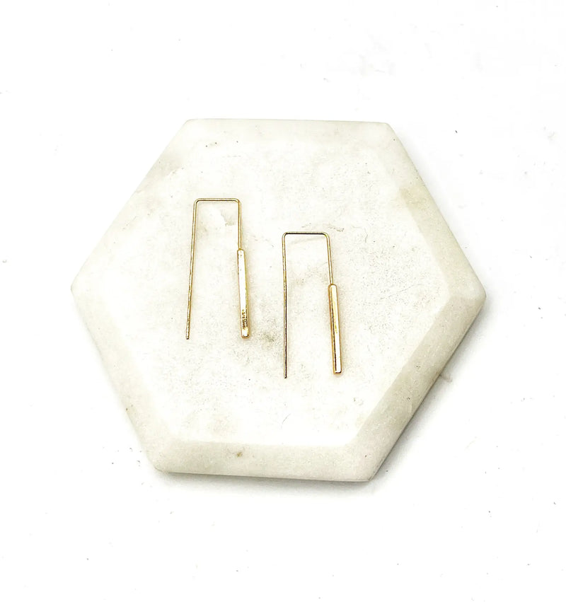 Gold Bar Threader Metal Earrings