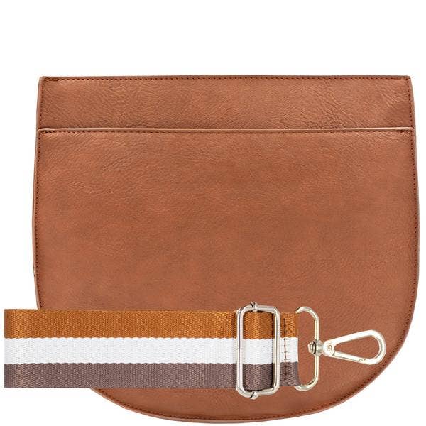 Vegan Leather Saddle Bag With Two Straps in Various Color Choices