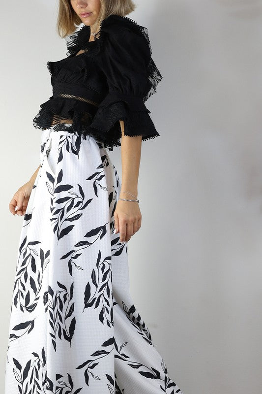 Sandi Organza Wide Leg Pants in White