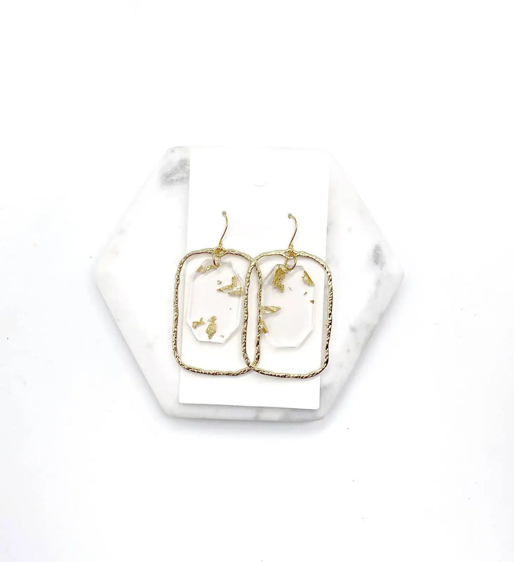 Gold Flaked Chandelier Earrings