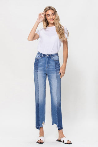 Conveniently High Rise Crop Slim Straight Jeans by Flying Monkey