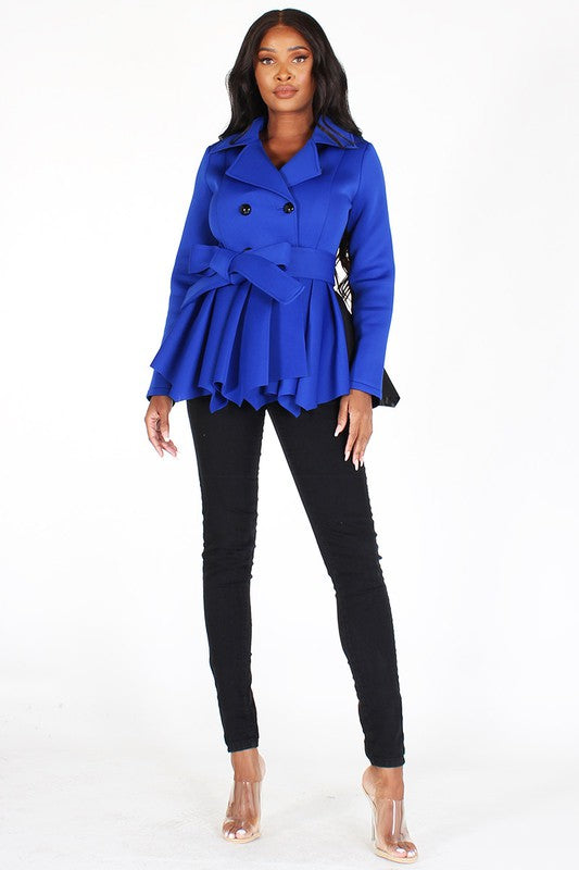 Genesis Double Breasted Color Block Pea Coat in Royal Blue in Sizes Small-3X