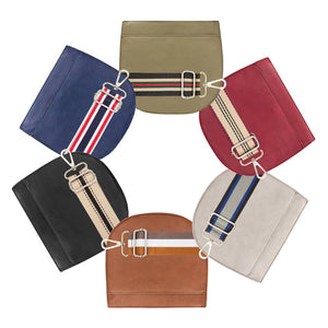 Vegan Leather Saddle Bag With Two Straps in Various Color Choices