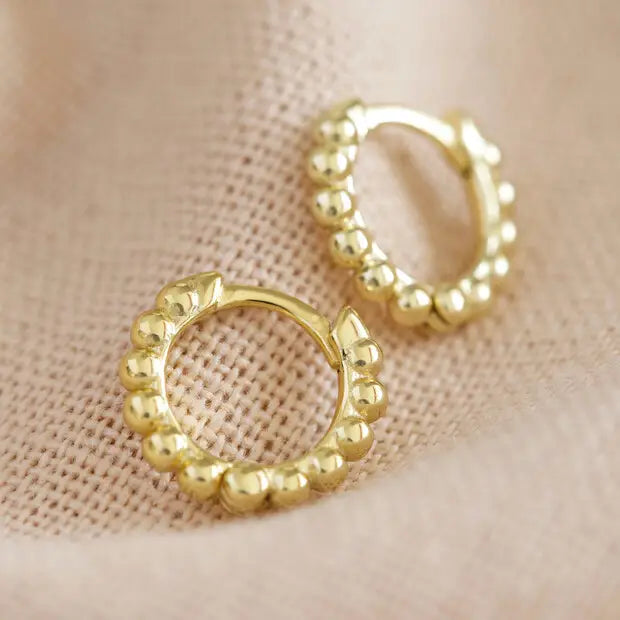 Dotted Huggie Earring in Gold