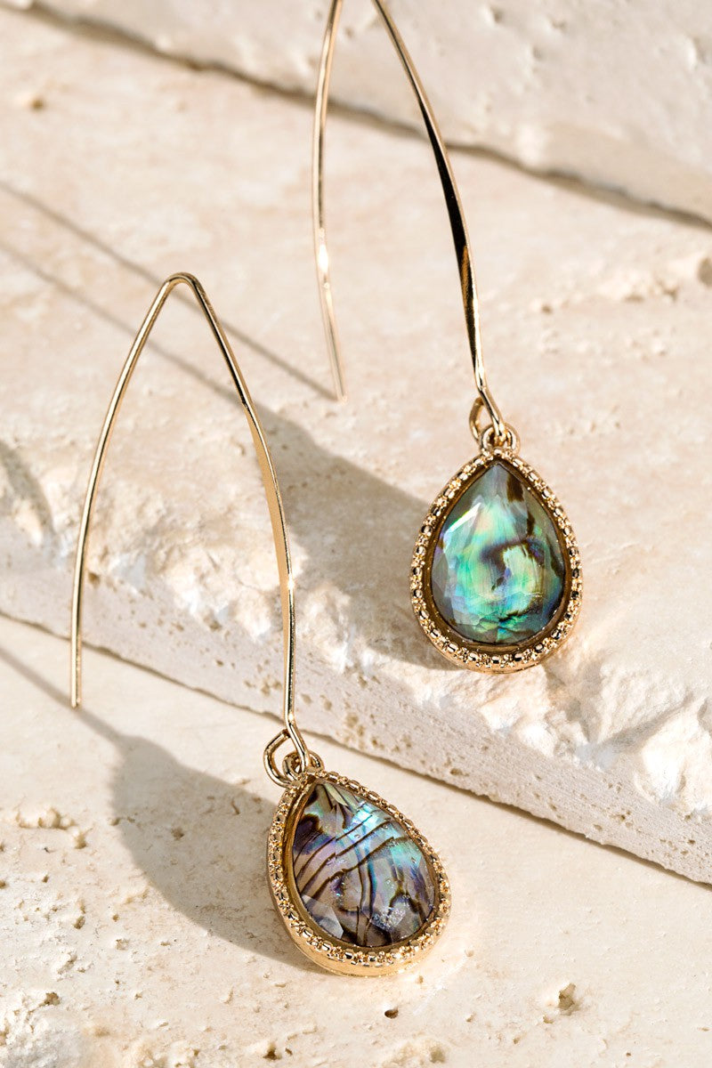 Colored Glass and Metal Tear Drop Fish Hook Earrings