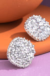Round Glitter Stone Post Earrings