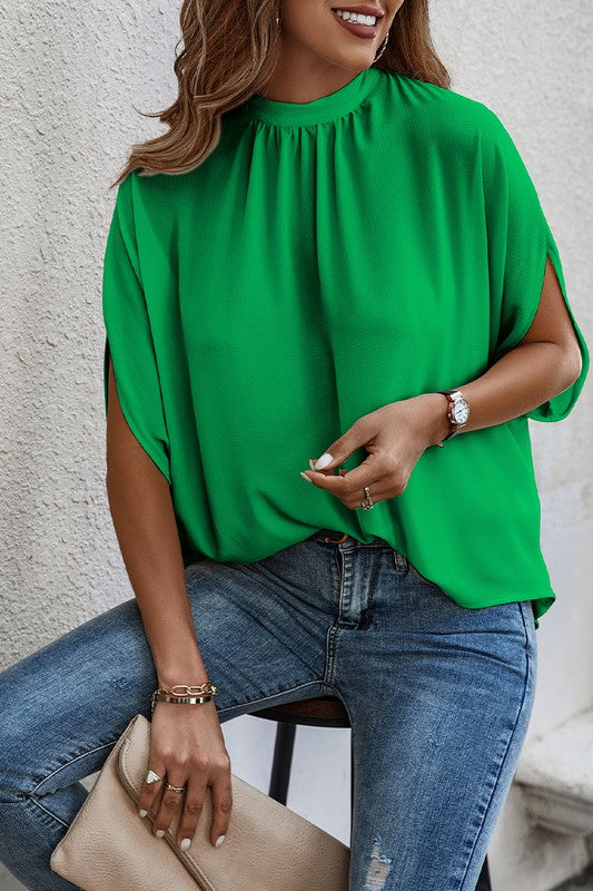 Adele Solid Cape Style Top in Green