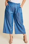 Cropped Wide Leg Chambray Culottes