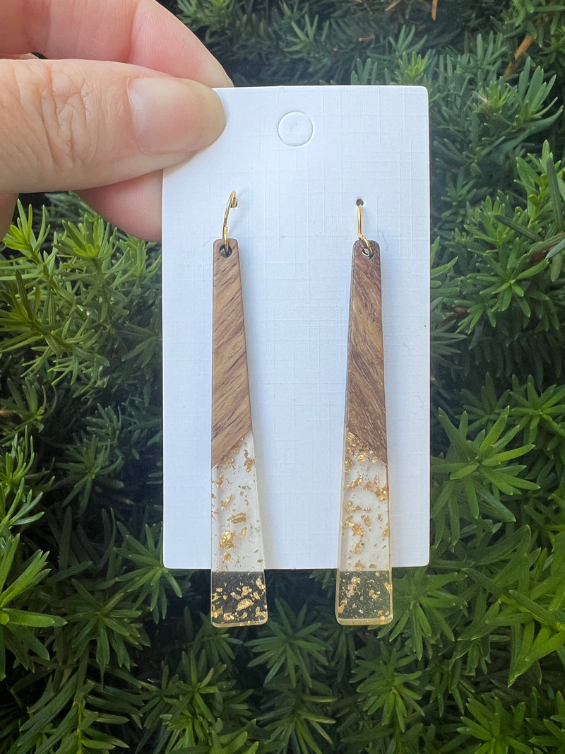 Gold Flake Belle Wood Earrings