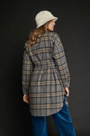 Tyra Charcoal Plaid Belted Coat Dress