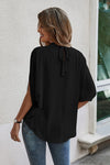 Adele Solid Cape Style Top in Black