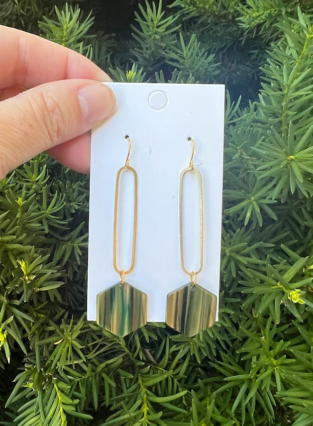 Olive Green Hex Minimalist Earrings
