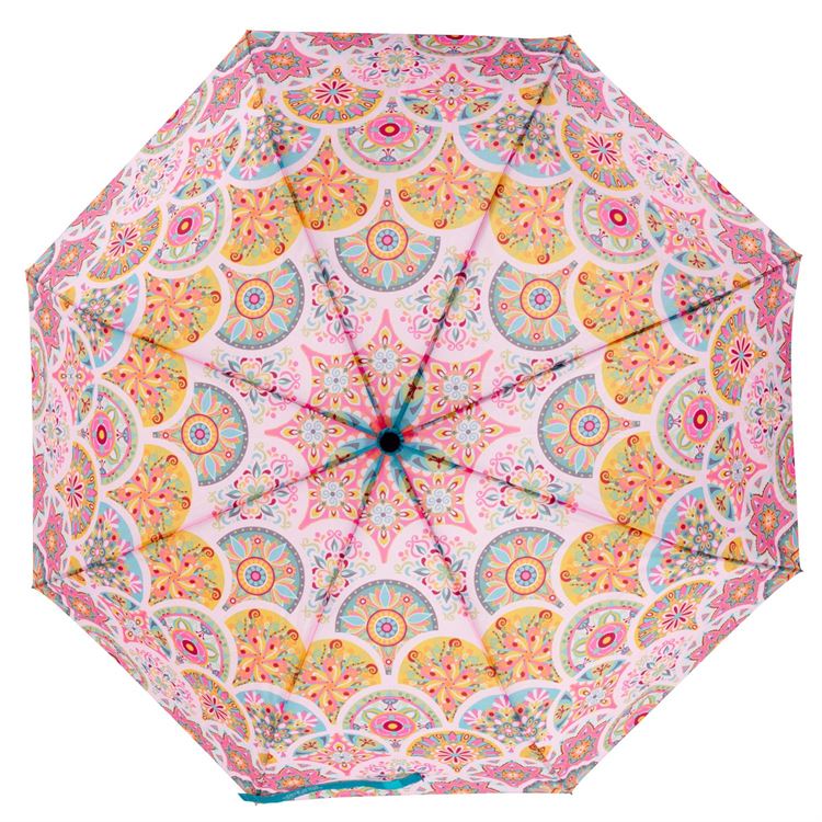 Pink Medallion Travel Umbrella