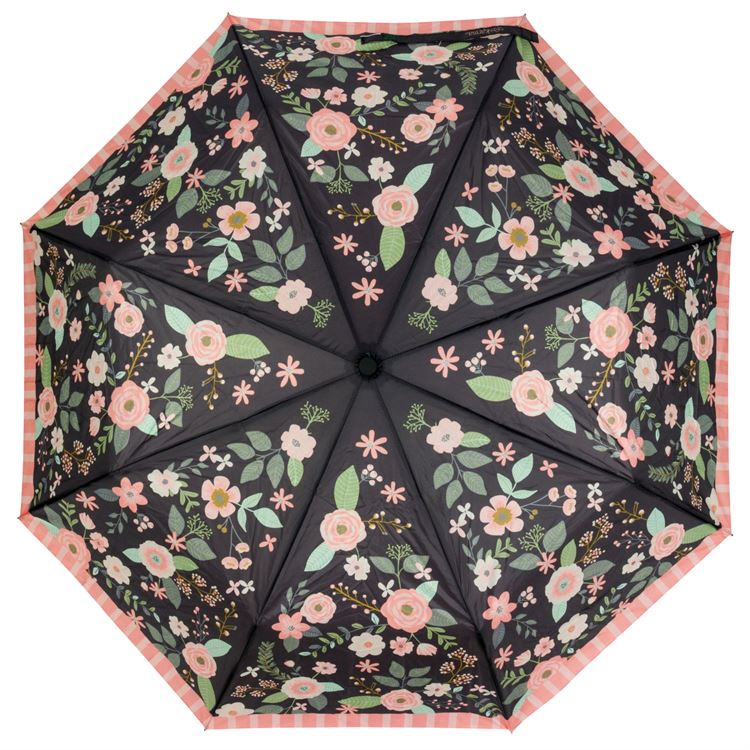 Charcoal Flowers Travel Umbrella